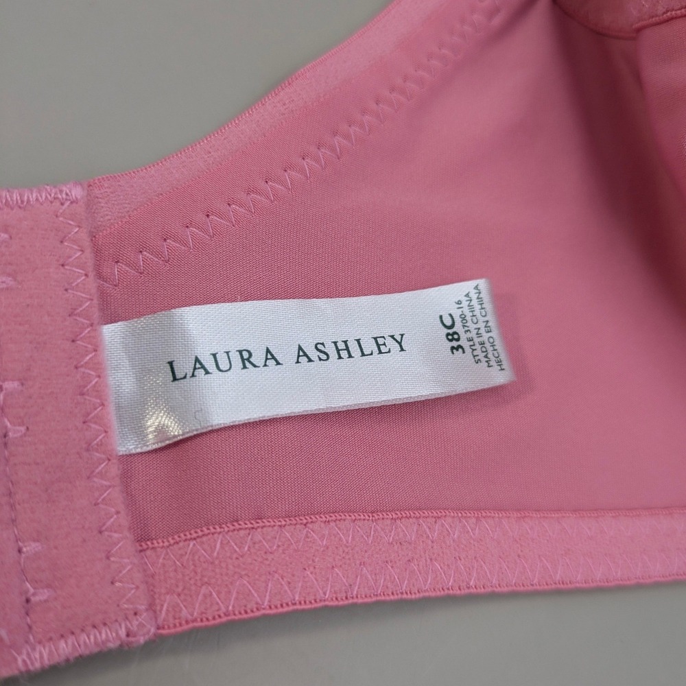 Laura Ashley Pink Floral Lace Underwire Bra Adjustable Straps Style 3700-16 38C - Picture 7 of 8